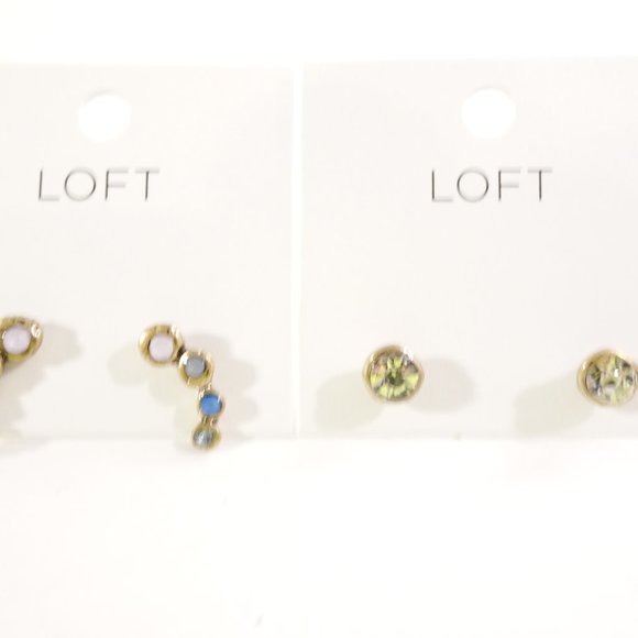 Ann Taylor LOFT Gold Solitaire Small Stud Earrings NWT 19.5 Ear Climbers NWT 24. - Picture 2 of 6